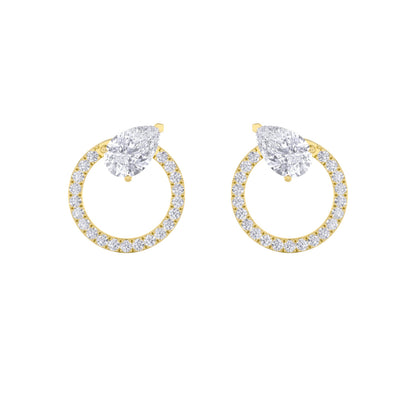 1.5CTW Pear Lab-Grown Diamond Prong Dangle Fashion Earrings 46 Stones