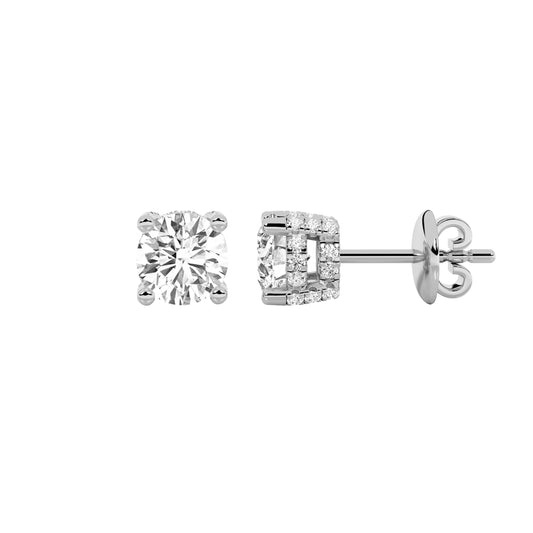 2CTW Round Lab-Grown Diamond Prong Stud Earrings 66 Stones