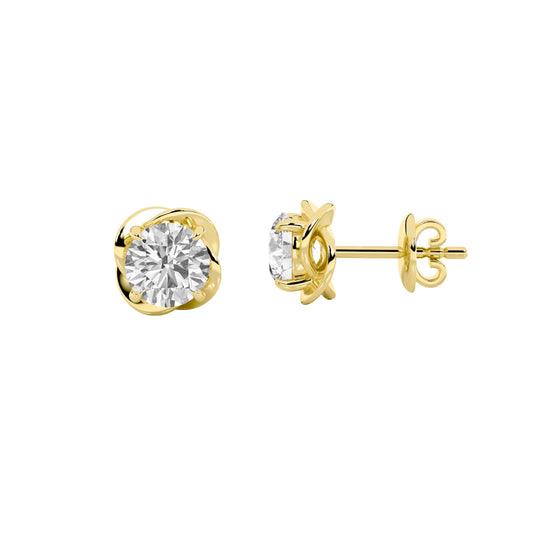 2CTW Round Lab-Grown Diamond Prong Stud Earrings 2 Stones 8mm Length