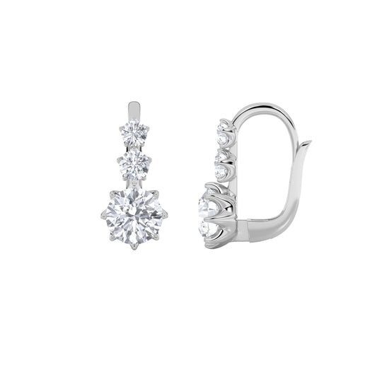 2.5CTW Round Lab-Grown Diamond Prong Antique Design Earrings 6 Stones