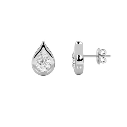 2CTW Pear Lab-Grown Diamond Bezel Stud Earrings 2 Stones
