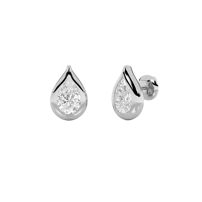 2CTW Pear Lab-Grown Diamond Bezel Stud Earrings 2 Stones