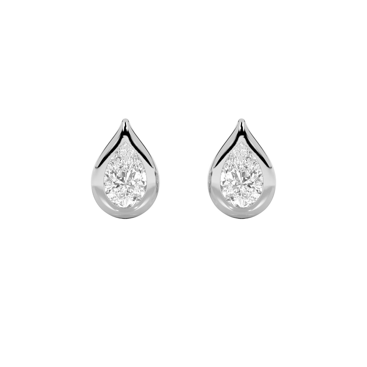 2CTW Pear Lab-Grown Diamond Bezel Stud Earrings 2 Stones