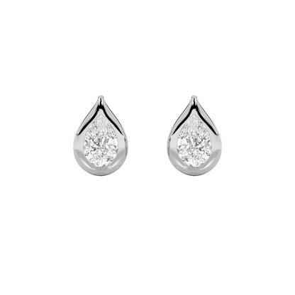 2CTW Pear Lab-Grown Diamond Bezel Stud Earrings 2 Stones