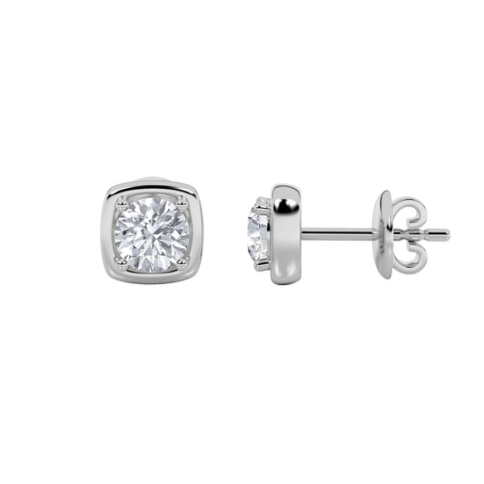 2CTW Round Lab-Grown Diamond Prong Stud Earrings 2 Stones 8.7mm Length