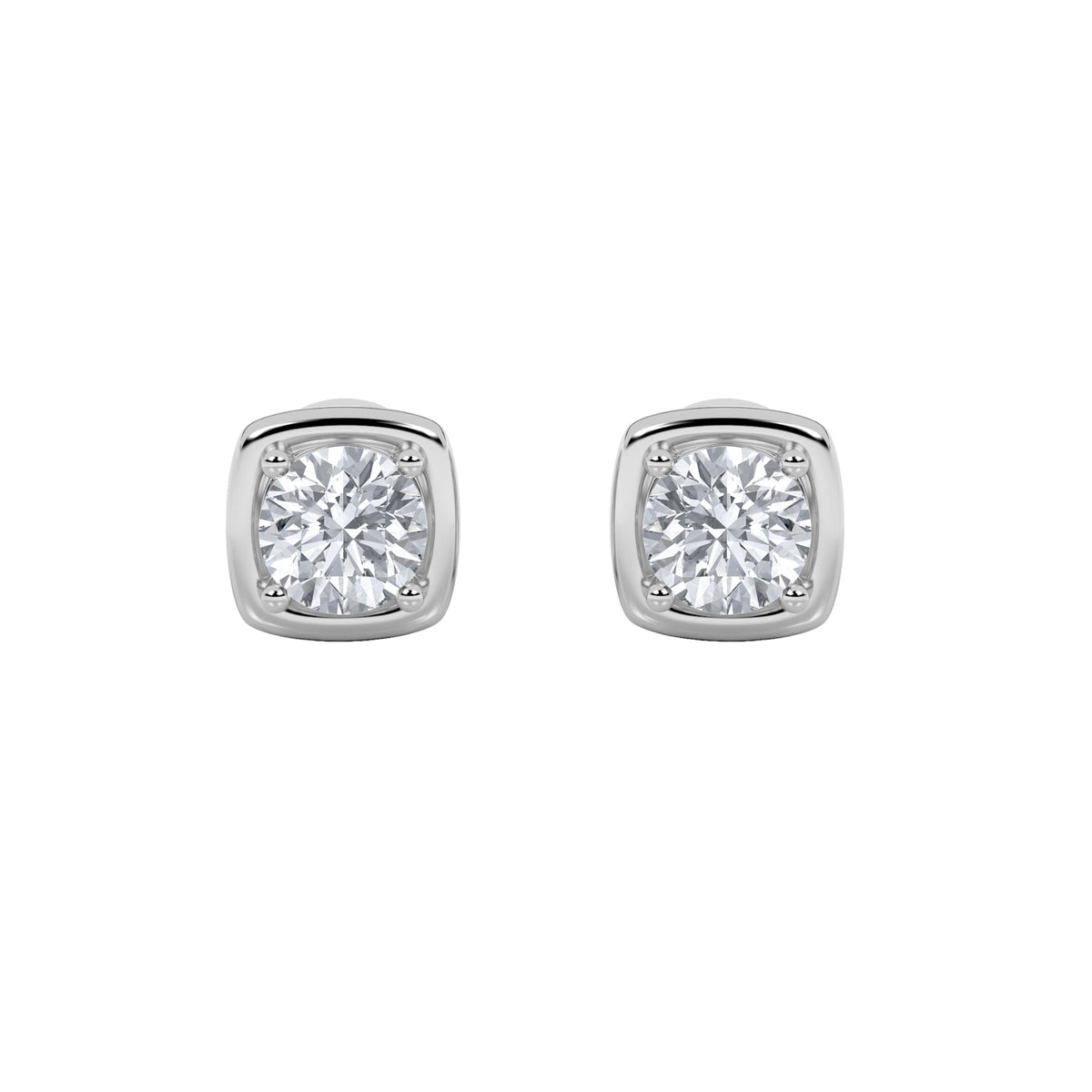 2CTW Round Lab-Grown Diamond Prong Stud Earrings 2 Stones 8.7mm Length