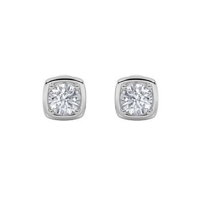 2CTW Round Lab-Grown Diamond Prong Stud Earrings 2 Stones 8.7mm Length