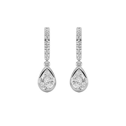 2CTW Pear Lab-Grown Diamond Bezel Dangle Earrings 20 Stones