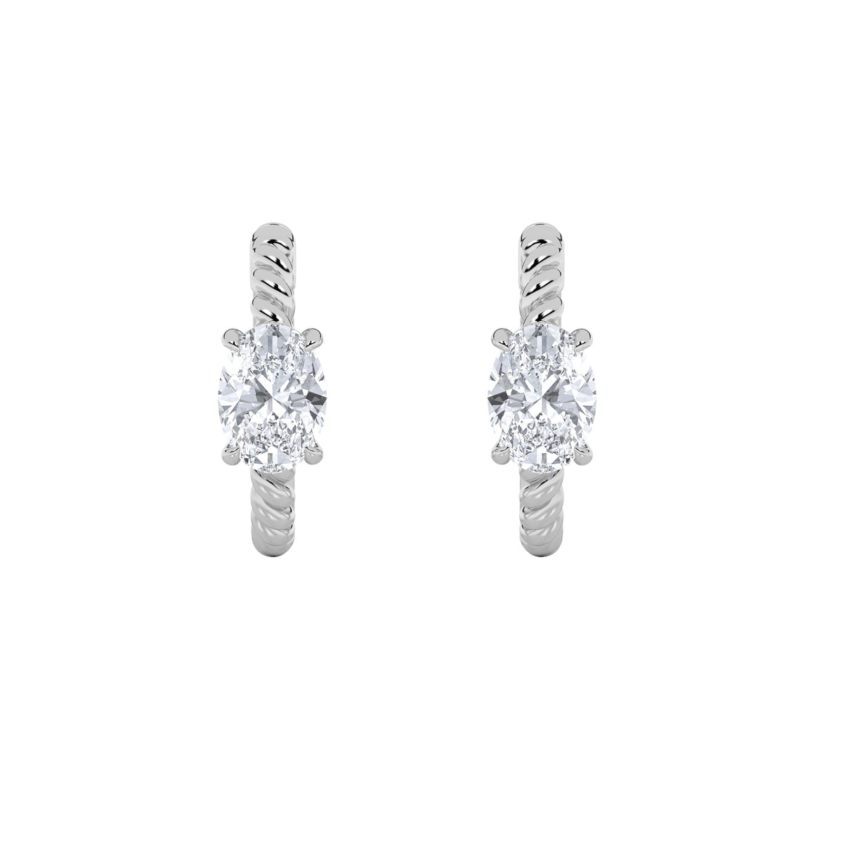 1CTW Oval Lab-Grown Diamond Prong Hoop Earrings 2 Stones