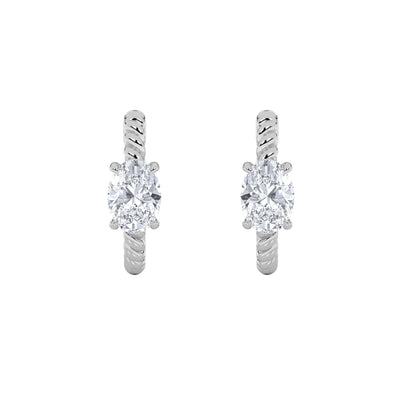 1CTW Oval Lab-Grown Diamond Prong Hoop Earrings 2 Stones