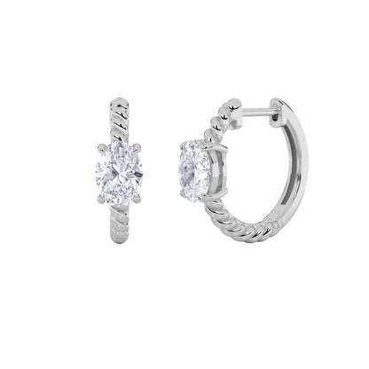 1CTW Oval Lab-Grown Diamond Prong Hoop Earrings 2 Stones