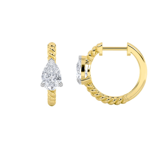 1CTW Pear Lab-Grown Diamond Prong Hoop Earrings 2 Stones