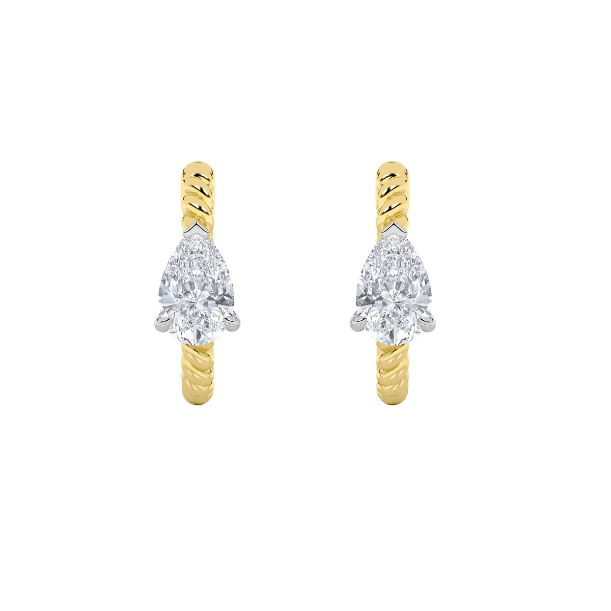 1CTW Pear Lab-Grown Diamond Prong Hoop Earrings 2 Stones