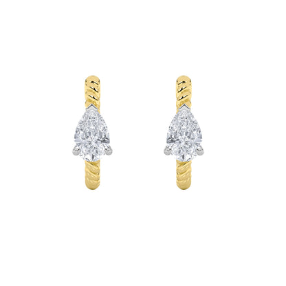 1CTW Pear Lab-Grown Diamond Prong Hoop Earrings 2 Stones