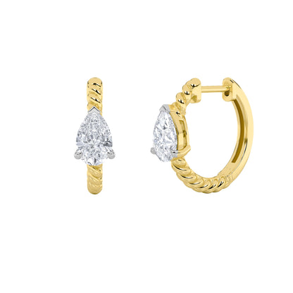 1CTW Pear Lab-Grown Diamond Prong Hoop Earrings 2 Stones