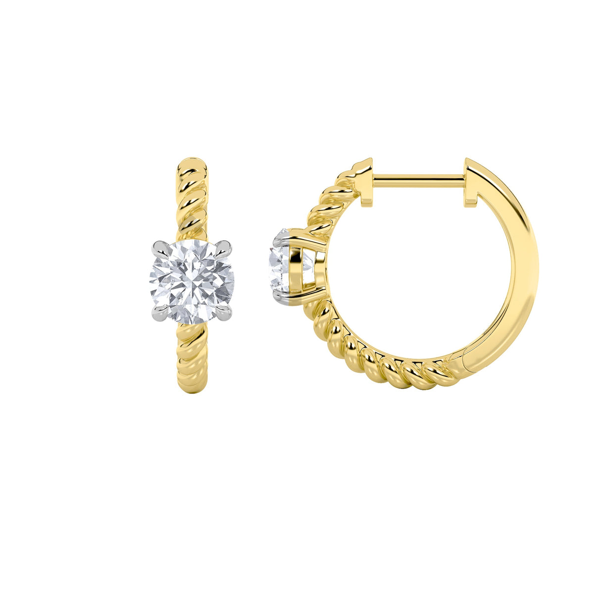 1CTW Round Lab-Grown Diamond Prong Accented Hoop Earrings 2 Stones