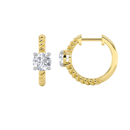 1CTW Round Lab-Grown Diamond Prong Accented Hoop Earrings 2 Stones