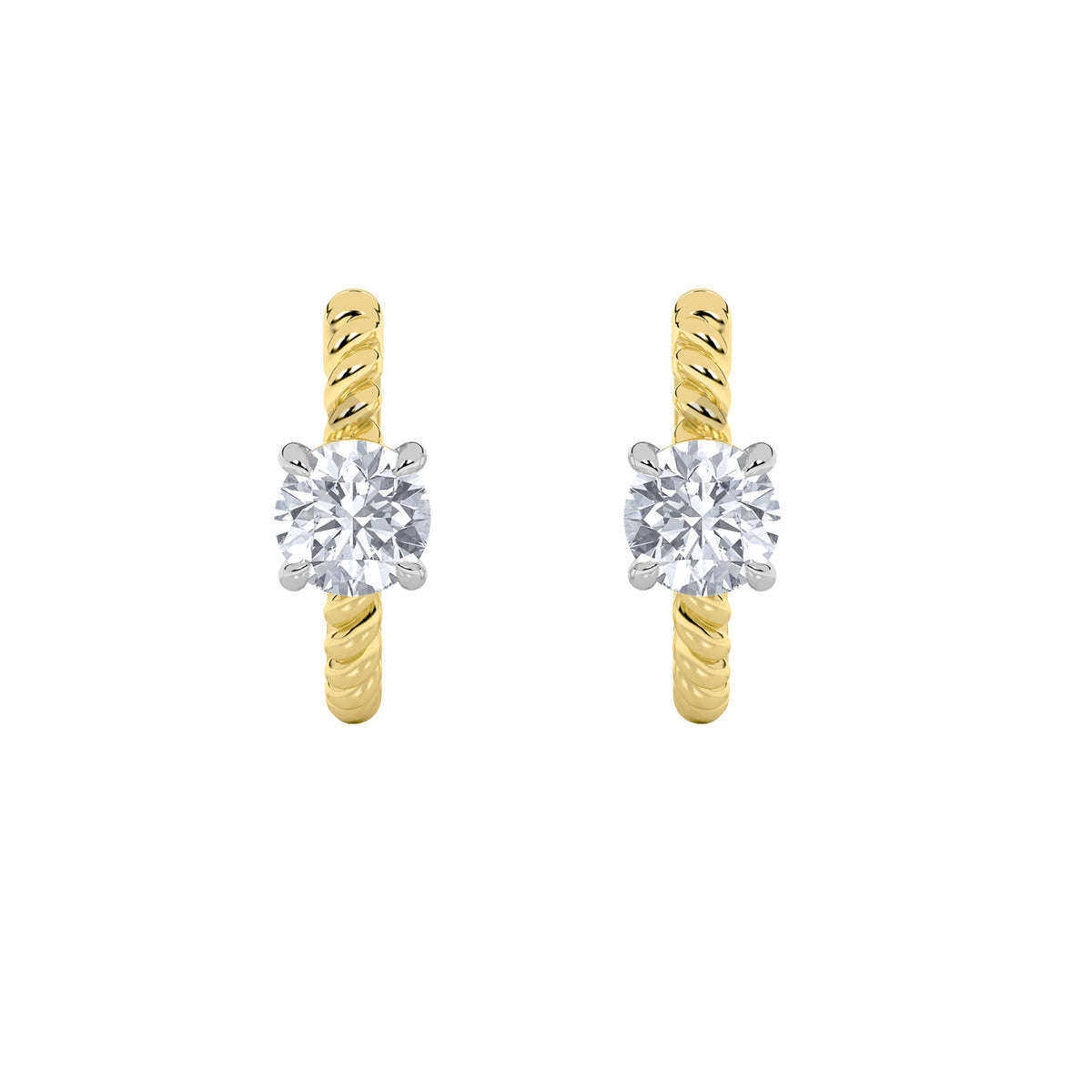 1CTW Round Lab-Grown Diamond Prong Accented Hoop Earrings 2 Stones