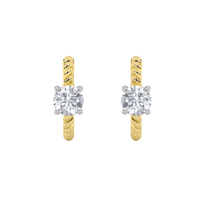 1CTW Round Lab-Grown Diamond Prong Accented Hoop Earrings 2 Stones