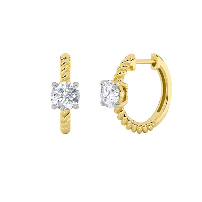 1CTW Round Lab-Grown Diamond Prong Accented Hoop Earrings 2 Stones