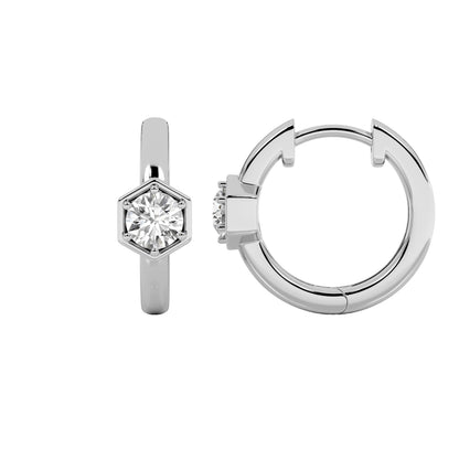0.5CTW Round Lab-Grown Diamond Prong Hoop Earrings 2 Stones