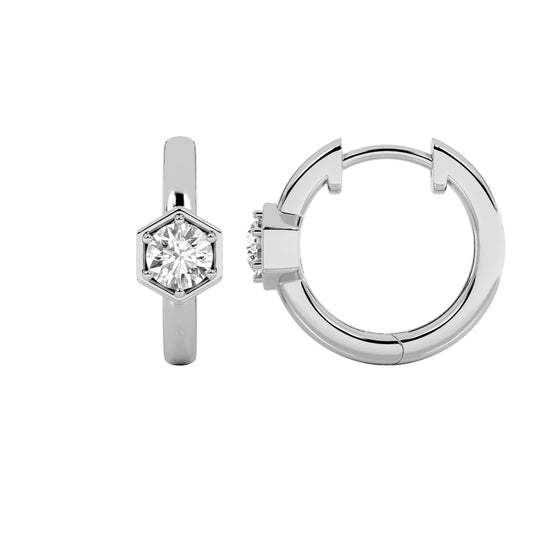 0.5CTW Round Lab-Grown Diamond Prong Hoop Earrings 2 Stones