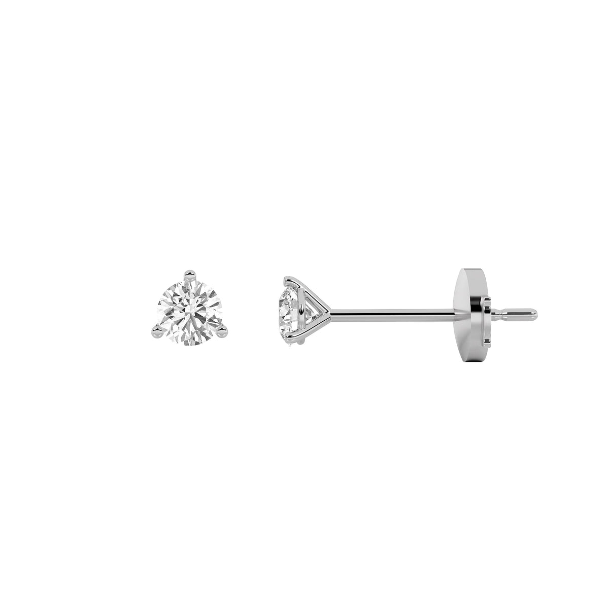 0.5CTW Round Lab-Grown Diamond Three Prong Martini Stud Earrings 2 Stones