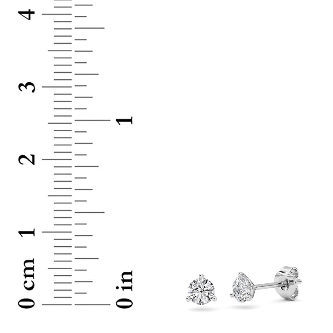0.5CTW Round Lab-Grown Diamond Three Prong Martini Stud Earrings 2 Stones