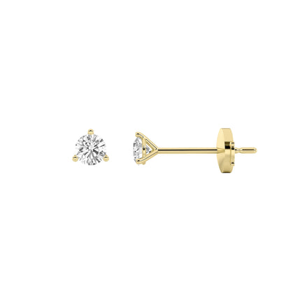 0.5CTW Round Lab-Grown Diamond Three Prong Martini Stud Earrings 2 Stones