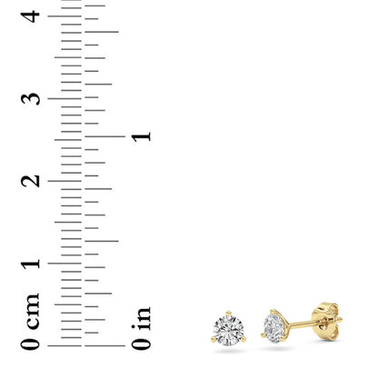 0.5CTW Round Lab-Grown Diamond Three Prong Martini Stud Earrings 2 Stones