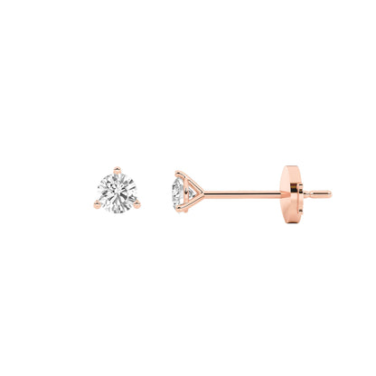 0.5CTW Round Lab-Grown Diamond Three Prong Martini Stud Earrings 2 Stones