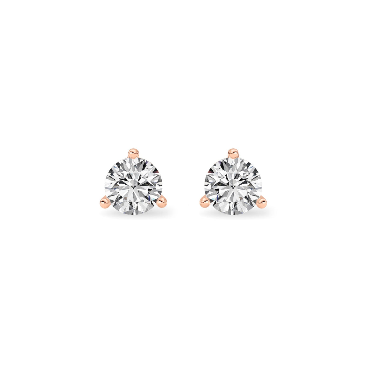 0.5CTW Round Lab-Grown Diamond Three Prong Martini Stud Earrings 2 Stones