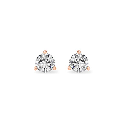 0.5CTW Round Lab-Grown Diamond Three Prong Martini Stud Earrings 2 Stones