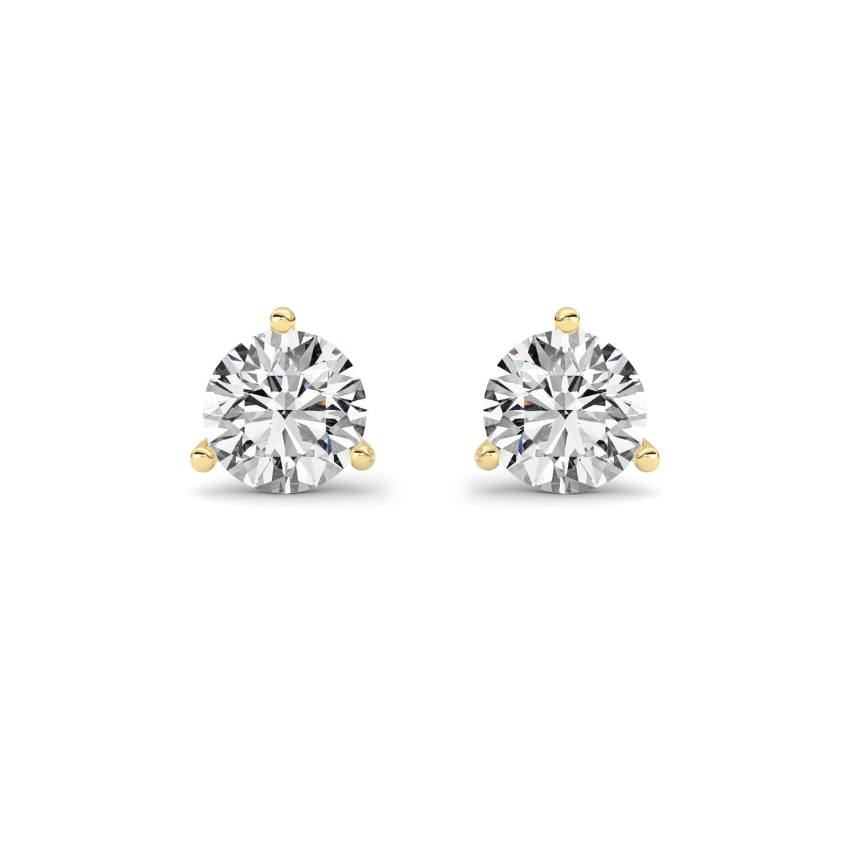 0.75CTW Round Lab-Grown Diamond Three Prong Martini Stud Earrings 2 Stones