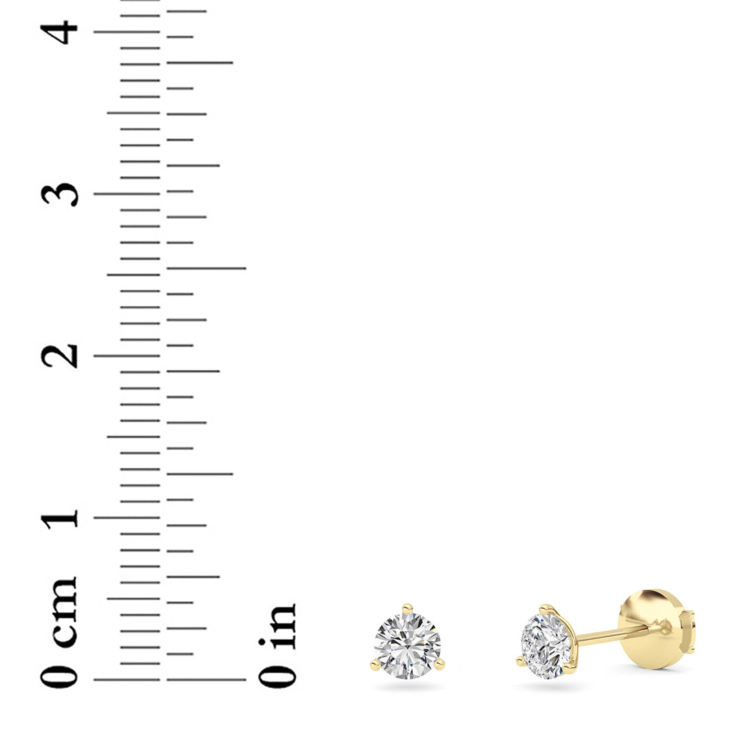 0.75CTW Round Lab-Grown Diamond Three Prong Martini Stud Earrings 2 Stones