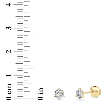 0.75CTW Round Lab-Grown Diamond Three Prong Martini Stud Earrings 2 Stones