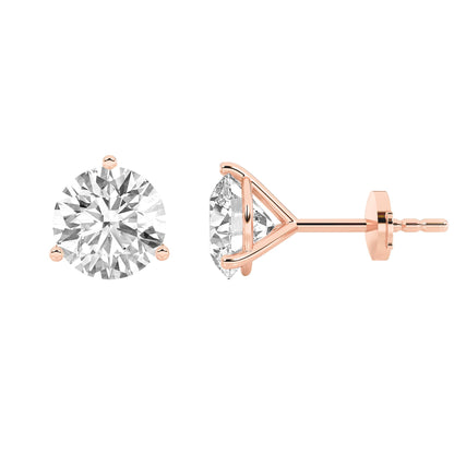 0.75CTW Round Lab-Grown Diamond Three Prong Martini Stud Earrings 2 Stones