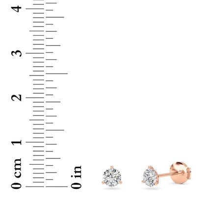 0.75CTW Round Lab-Grown Diamond Three Prong Martini Stud Earrings 2 Stones
