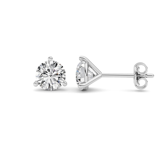 1CTW Round Lab-Grown Diamond Three Prong Martini Stud Earrings 2 Stones G Color