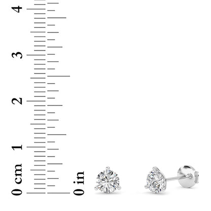 1.5CTW Round Lab-Grown Diamond Three Prong Martini Stud Earrings 2 Stones