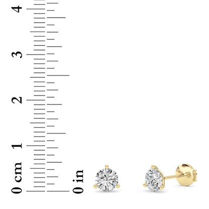 1.5CTW Round Lab-Grown Diamond Three Prong Martini Stud Earrings 2 Stones