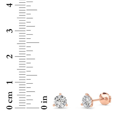 1.5CTW Round Lab-Grown Diamond Three Prong Martini Stud Earrings 2 Stones