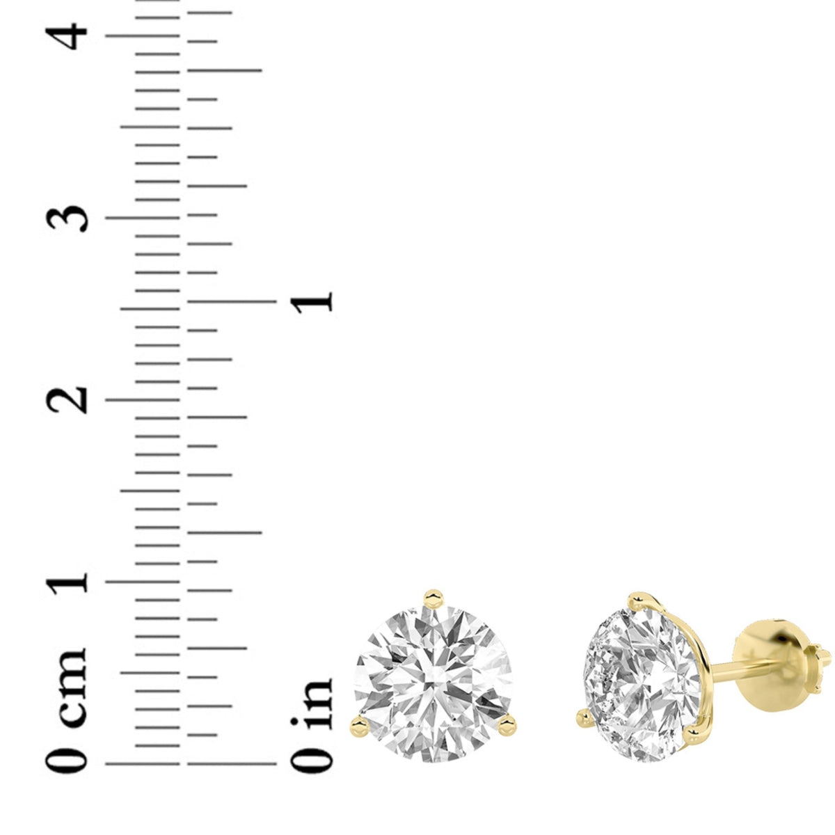 2.5CTW Round Lab-Grown Diamond Three Prong Martini Stud Earrings 2 Stones