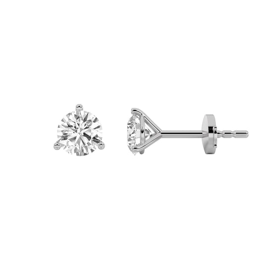 3CTW Round Lab-Grown Diamond Three Prong Martini Stud Earrings 2 Stones