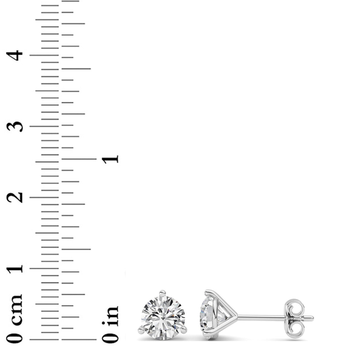 3CTW Round Lab-Grown Diamond Three Prong Martini Stud Earrings 2 Stones