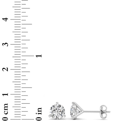 3CTW Round Lab-Grown Diamond Three Prong Martini Stud Earrings 2 Stones
