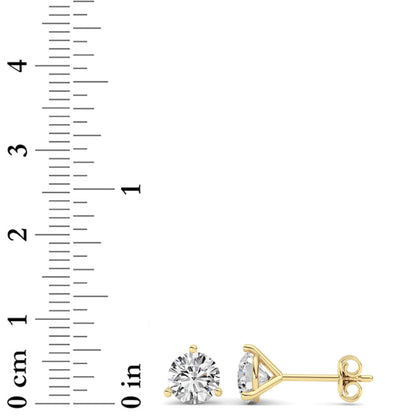3CTW Round Lab-Grown Diamond Three Prong Martini Stud Earrings 2 Stones