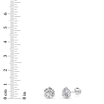 3.5CTW Round Lab-Grown Diamond Three Prong Martini Stud Earrings 2 Stones