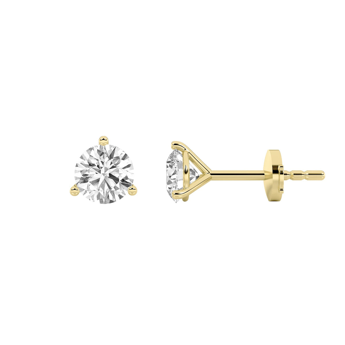 3.5CTW Round Lab-Grown Diamond Three Prong Martini Stud Earrings 2 Stones