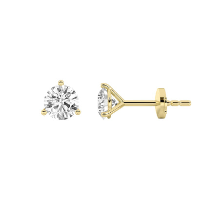 3.5CTW Round Lab-Grown Diamond Three Prong Martini Stud Earrings 2 Stones